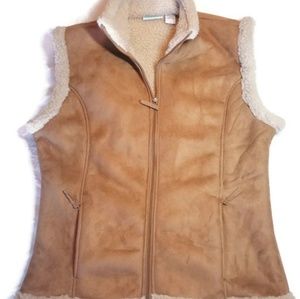 Womens Vest ~ Sherpa Lined Faux Suede  XL